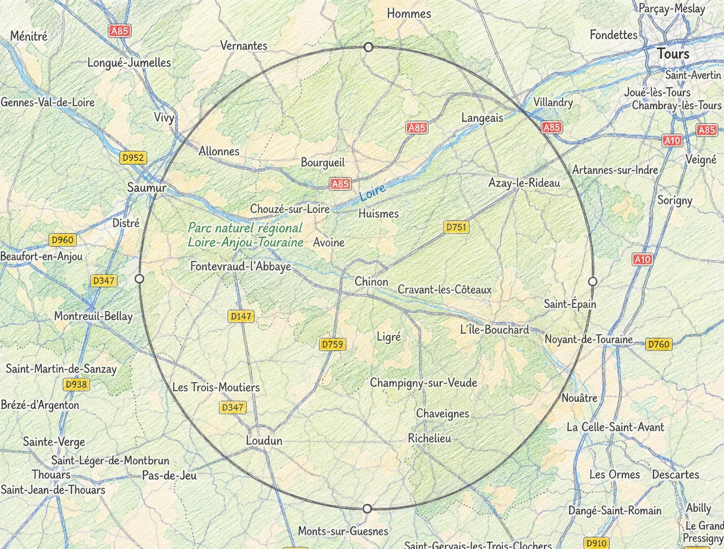 Zone d’intervention de L’Intendance du Chinonais autour de Chinon